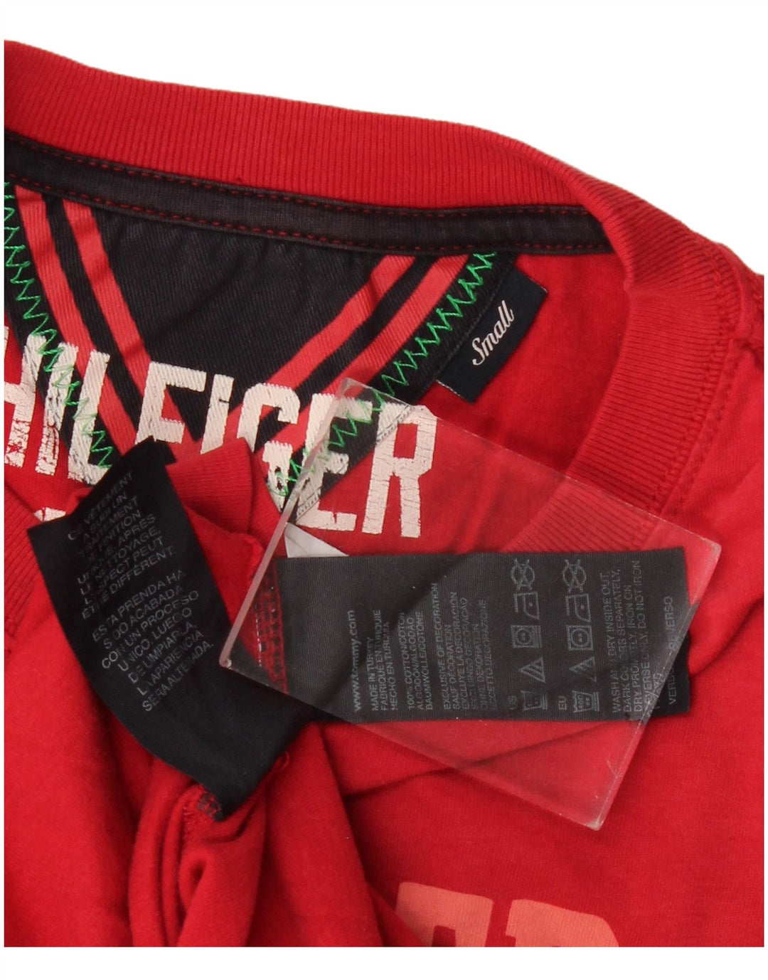 Tommy Hilfiger Uomo Graphic Top Manica Lunga Piccolo Cotone Rosso
