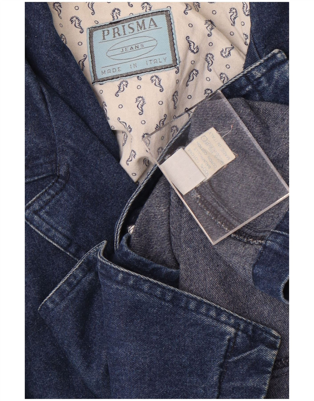 Giacca blazer in denim a 1 bottone da donna Prisma UK 12 cotone blu navy medio