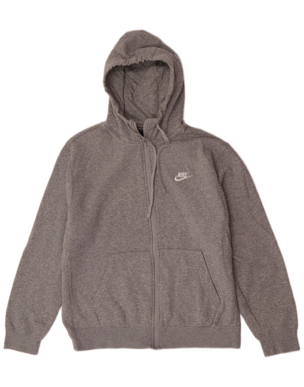 Felpa con cappuccio e zip Nike da uomo in cotone grigio medio sportivo