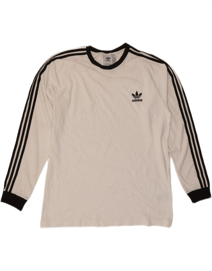 Top ADIDAS da uomo a maniche lunghe XL in cotone bianco