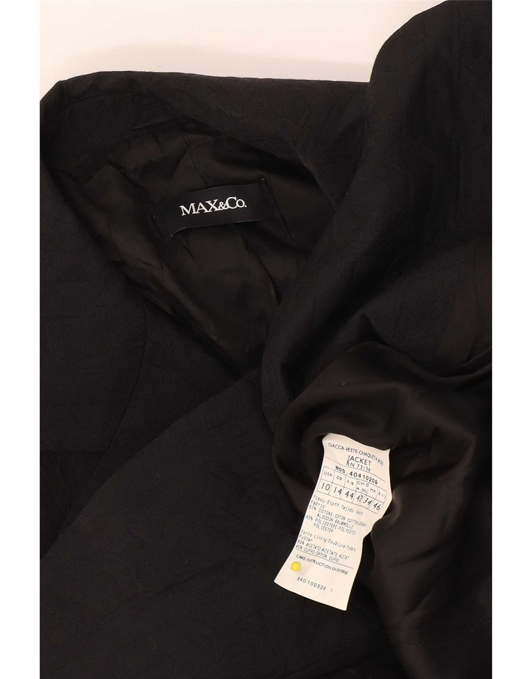 Max & Co. Giacca blazer da donna a 2 bottoni UK 14 grande cotone nero