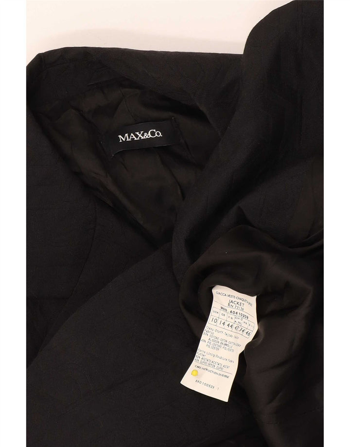 Max & Co. Giacca blazer da donna a 2 bottoni UK 14 grande cotone nero