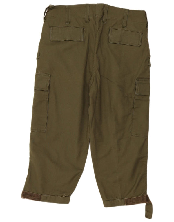 Pantaloni capri cargo cargo affusolati da donna vintage W34 L21 kaki