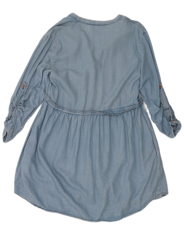 Zara Womens 3/4 Sleeve Denim Dress UK 14 Medium Blue Lyocell