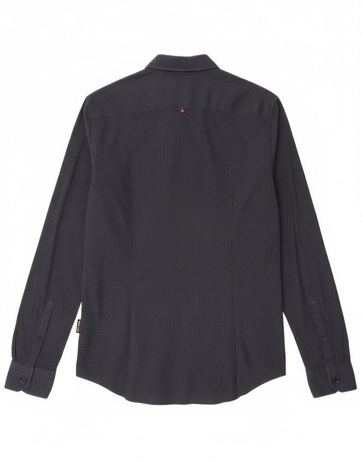 Camicia da uomo slim fit su misura Superdry Small in cotone maculato blu navy