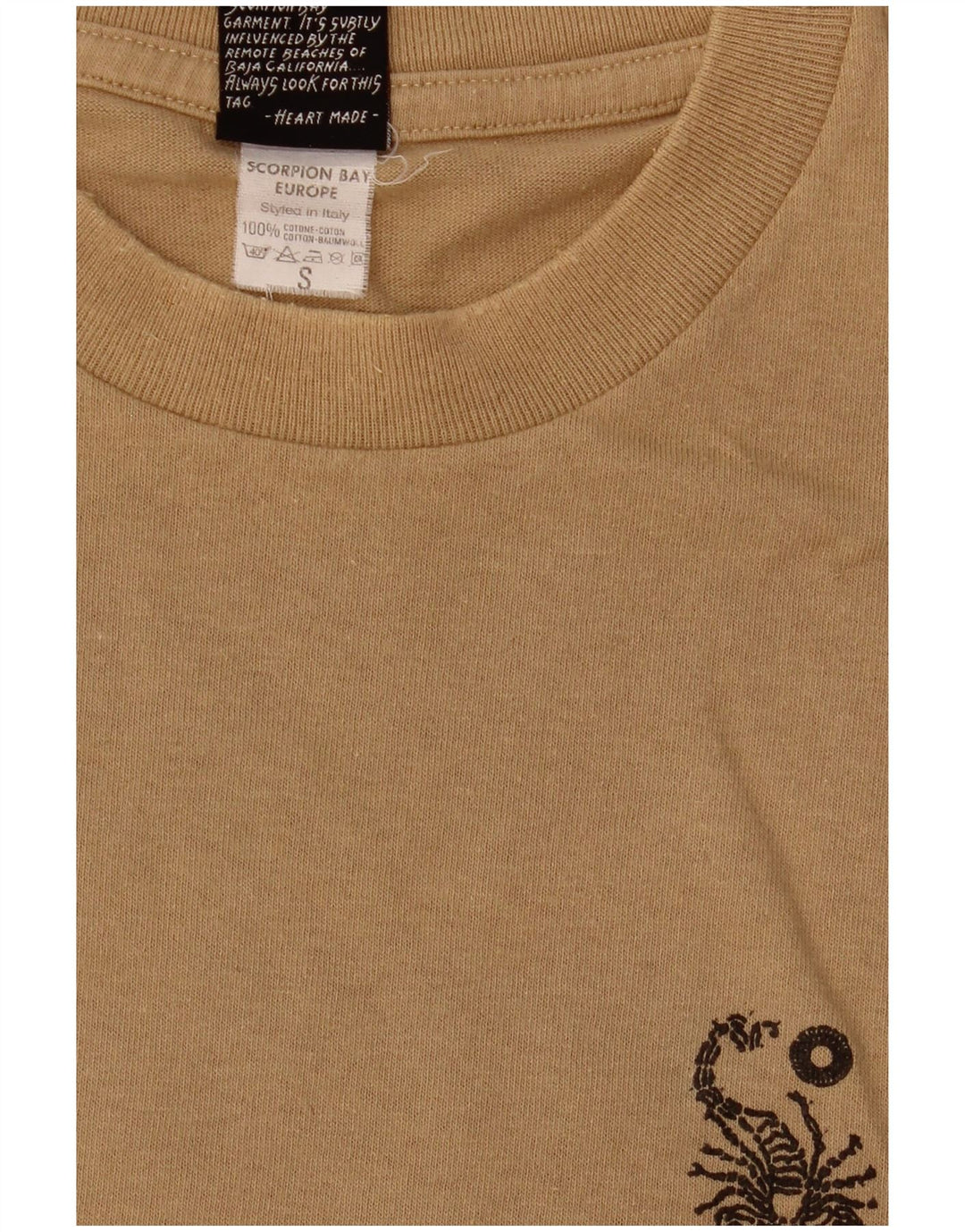 SCORPION T-shirt grafica da uomo Top piccola in cotone beige