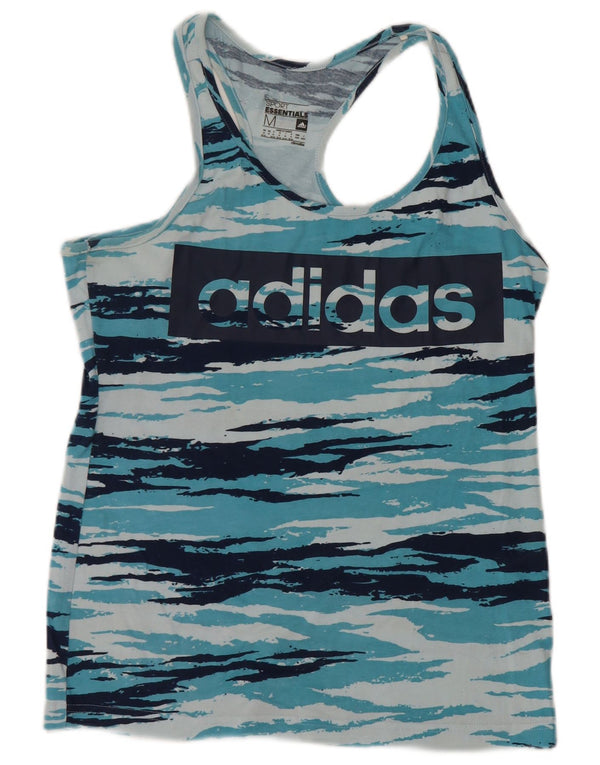 Canotta grafica ADIDAS da donna Climalite UK 12/14 Blu medio mimetico