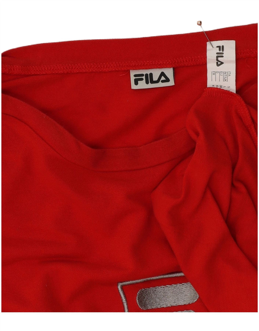 FILA Top grafico da uomo a maniche lunghe in cotone color block rosso grande