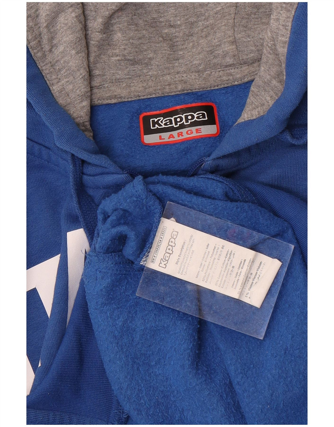 Felpa con cappuccio con zip grafica Kappa Italia da uomo grande in poliestere blu