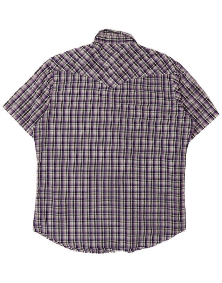Camicia a maniche corte da uomo Wrangler grande cotone a quadri viola