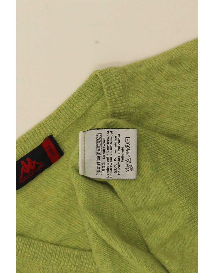 Maglione Kappa da uomo con scollo a V, grande lana d'agnello verde