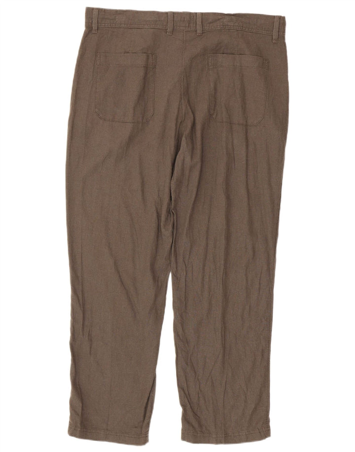 MARKS & SPENCER Pantaloni chino vestibilità regolare da uomo W36 L29 Lino marrone