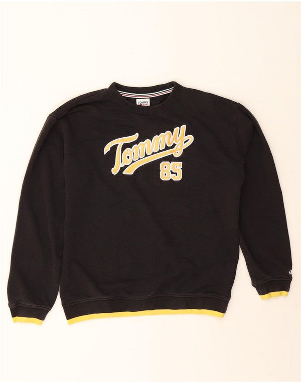 Tommy Hilfiger Uomo Felpa con vestibilità ampia grafica Maglione 2XS Cotone nero