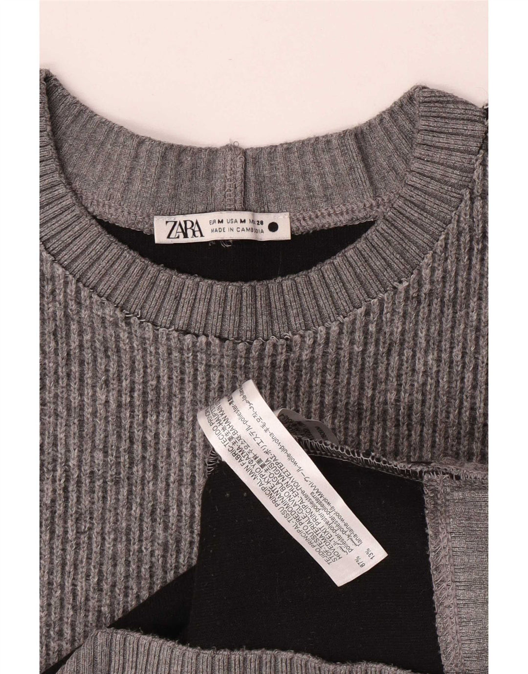 Maglione maglione girocollo da donna Zara UK 14 Poliestere grigio medio