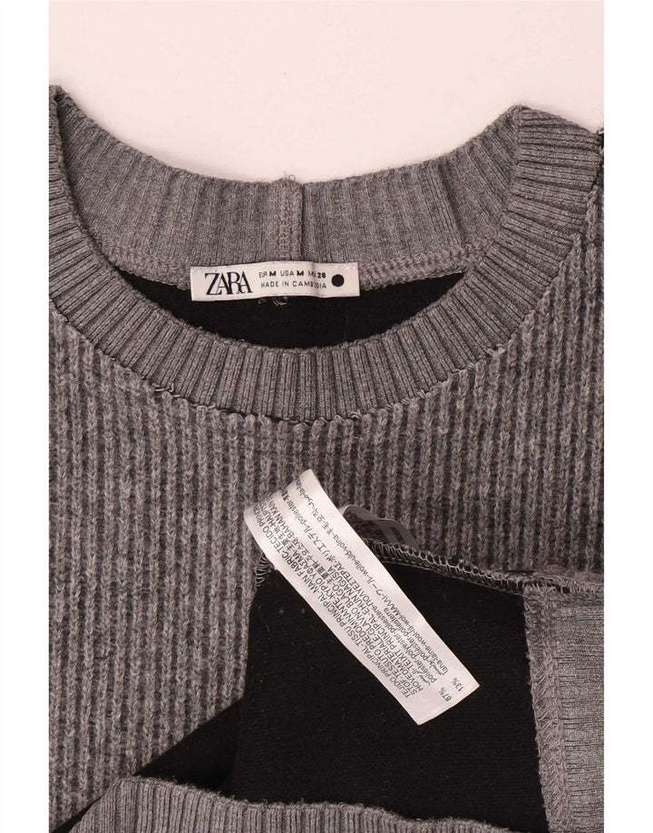 Maglione maglione girocollo da donna Zara UK 14 Poliestere grigio medio