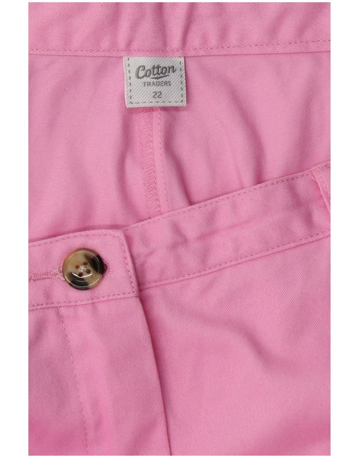 COTTON TRADERS Pantaloni chino dritti da donna UK 22 3XL W44 L29 Rosa