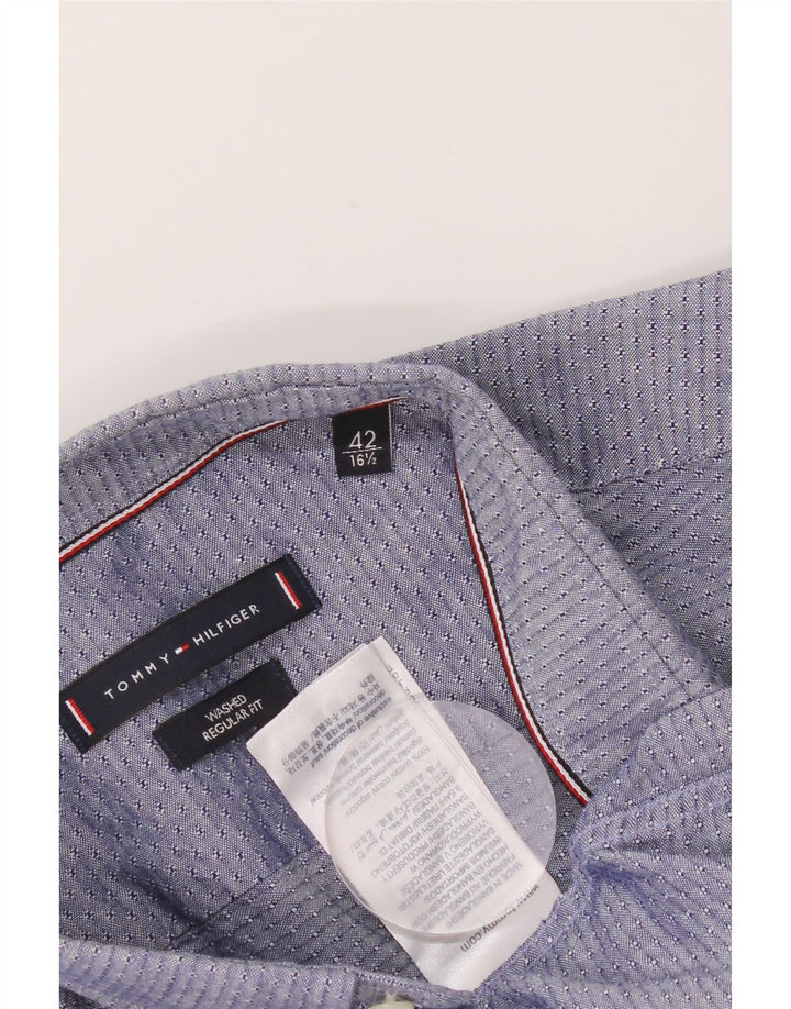 Camicia da uomo Tommy Hilfiger taglia 42 16 1/2 media blu navy geometrica