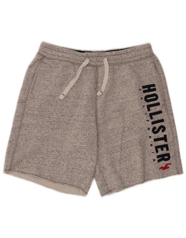 Pantaloncini sportivi Hollister da uomo con grafica grafica in cotone chiazzato grigio medio
