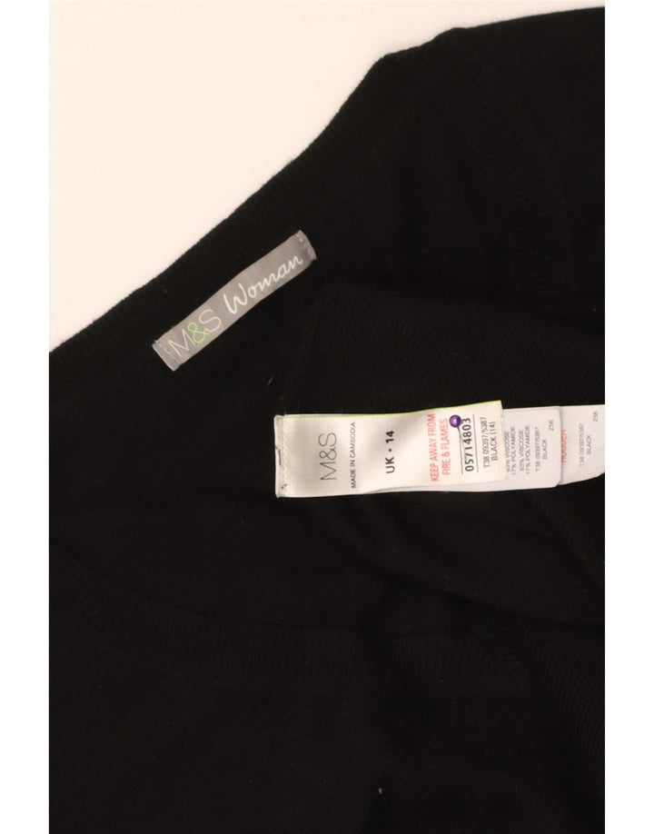 Maglione con scollo a V da donna Marks & Spencer UK 14 Viscosa nera media
