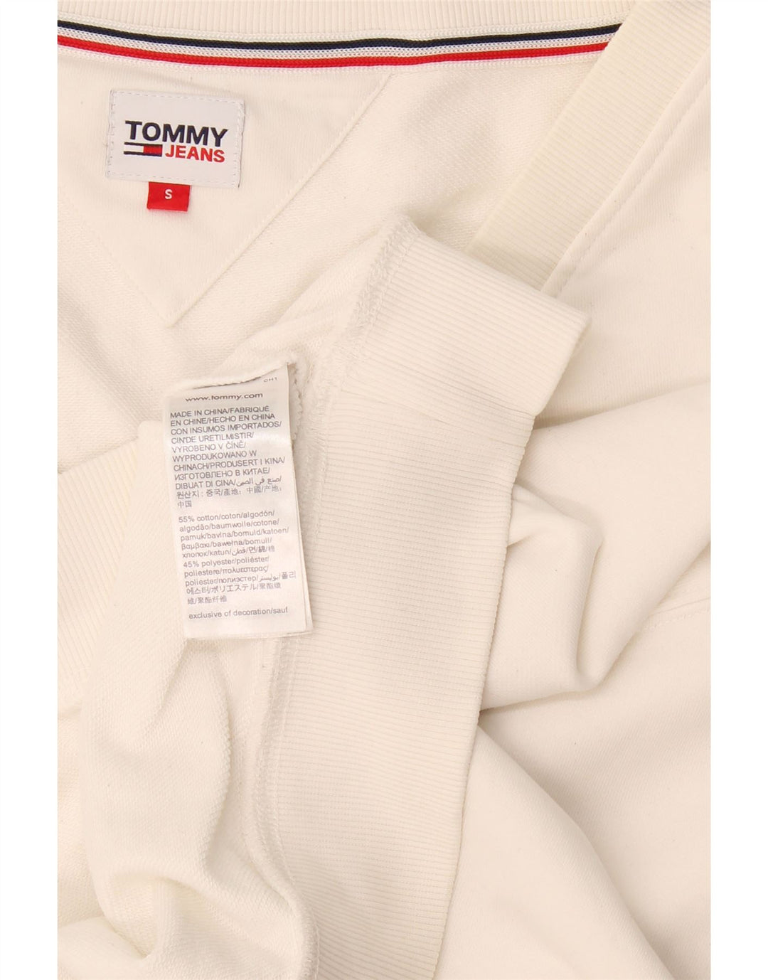 Tommy Hilfiger Donna Crop Oversize Felpa Maglione UK 10 Piccolo Bianco