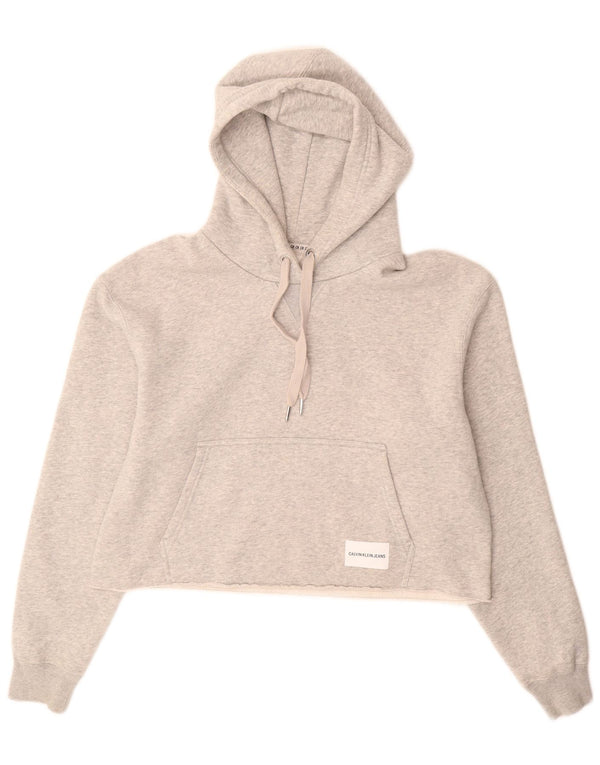 Maglione con cappuccio corto da donna Calvin Klein Jeans UK 14 Cotone grigio medio