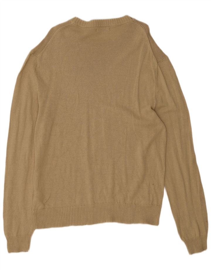 Maglione maglione girocollo da uomo Zara grande in cotone beige