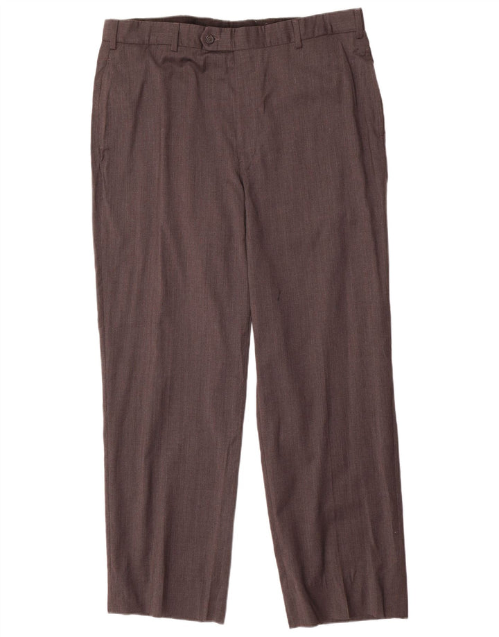 Pantaloni da abito dritti da uomo Brooks Brothers W38 L30 lana grigia