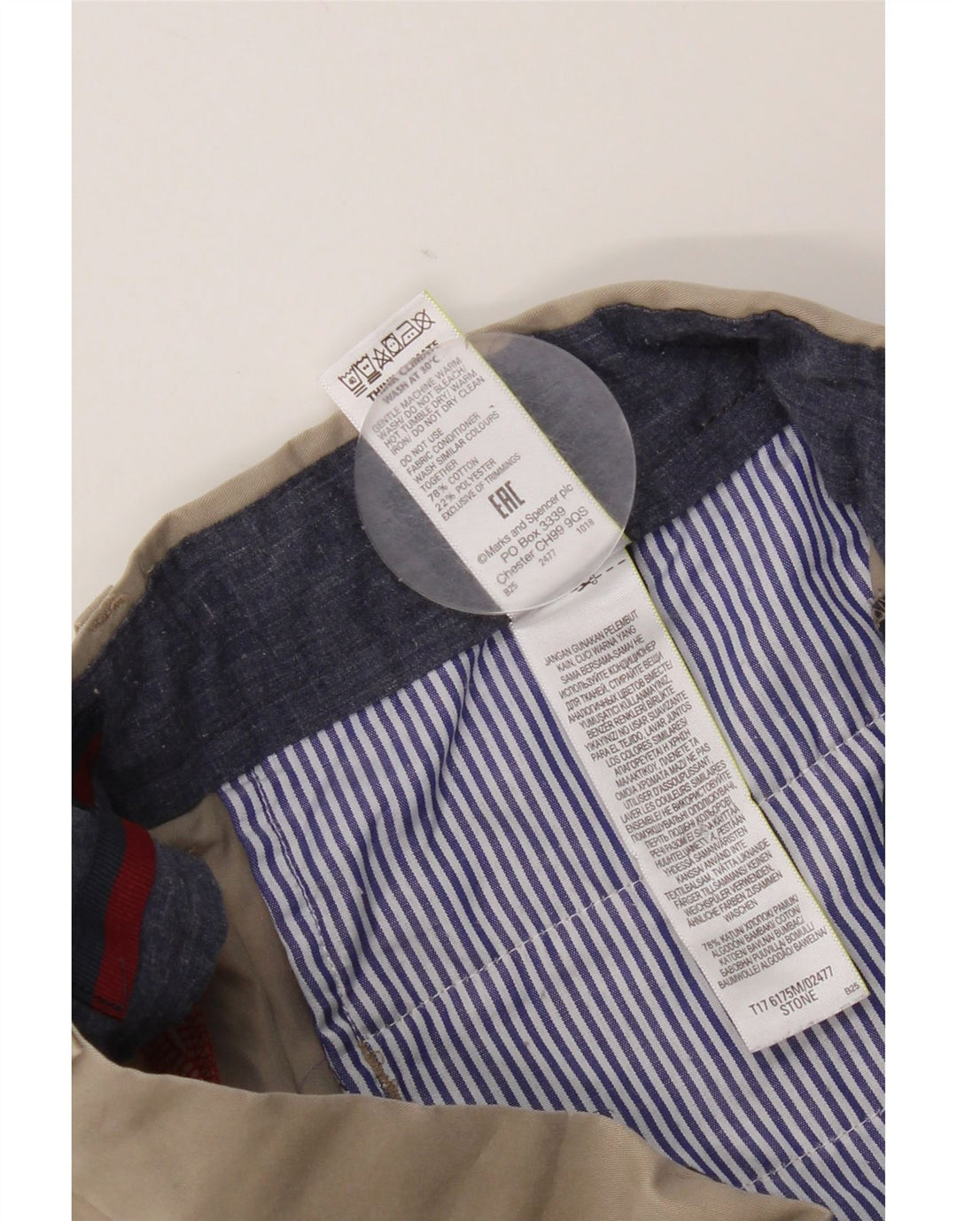 Pantaloni da abito dritti da uomo Marks & Spencer W38 L29 in cotone beige