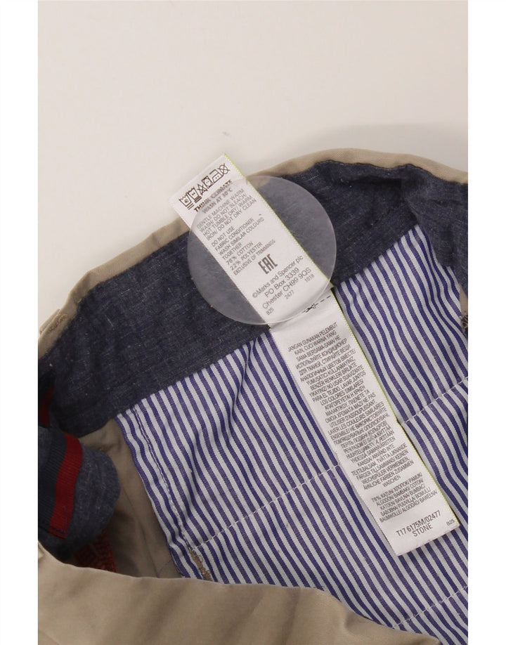 Pantaloni da abito dritti da uomo Marks & Spencer W38 L29 in cotone beige