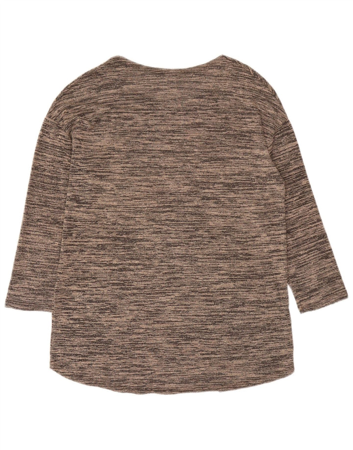 Top Zara da donna manica 3/4 UK 12 marrone medio screziato