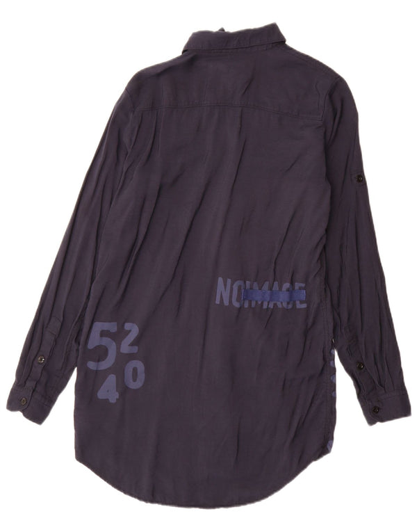 Abito chemisier grafico da donna G-Star con vestibilità Boyfriend UK 6 XS in viscosa blu navy