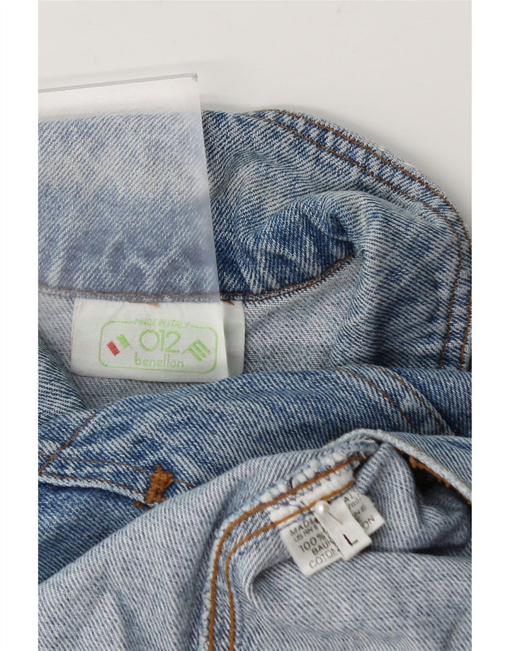 Giubbotto Jeans Benetton Bambino 7-8 Anni Large Blu Cotone
