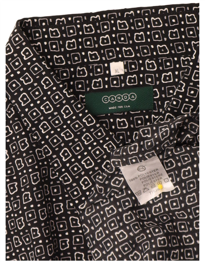 Camicia a maniche corte da uomo Canda XL poliestere geometrico nero