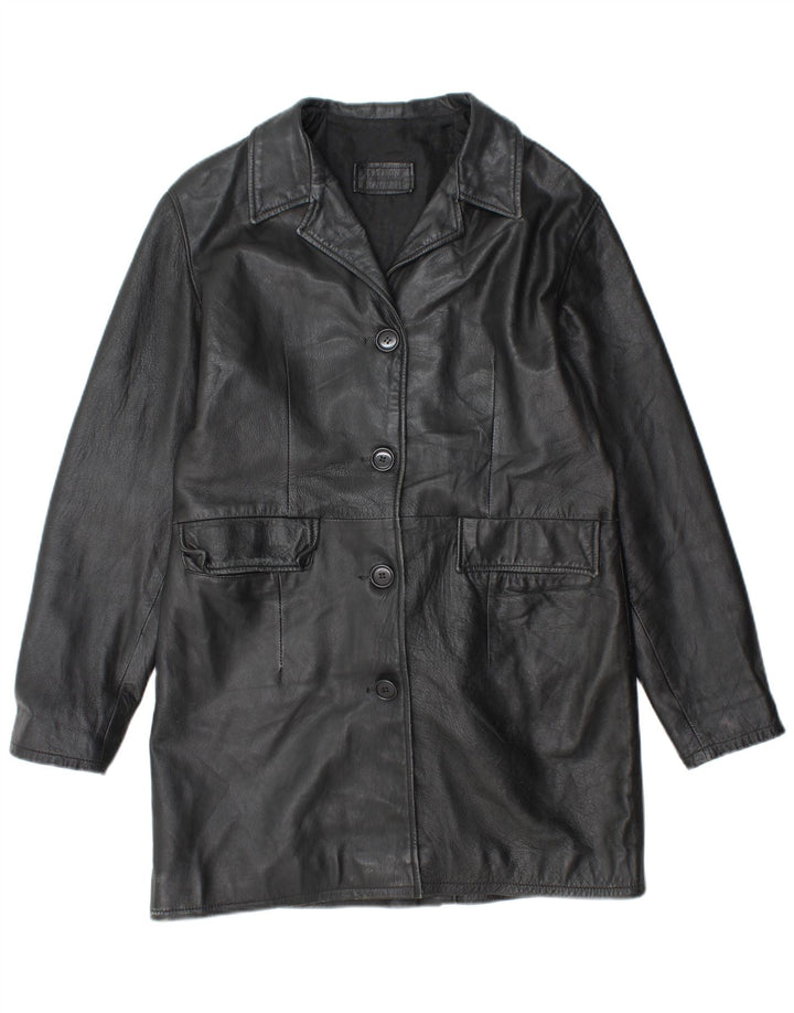 Cappotto in pelle da donna VINTAGE UK 18 XL in pelle nera