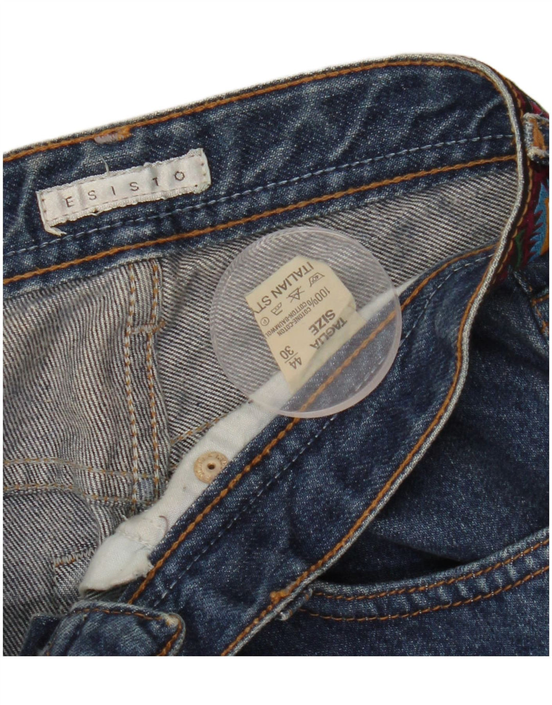 Jeans bootcut da donna ESISTO IT 44 medio W30 L34 cotone geometrico blu