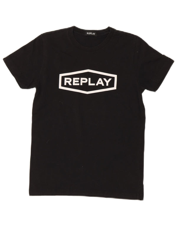 T-shirt grafica Replay per ragazzi 11-12 anni in cotone nero