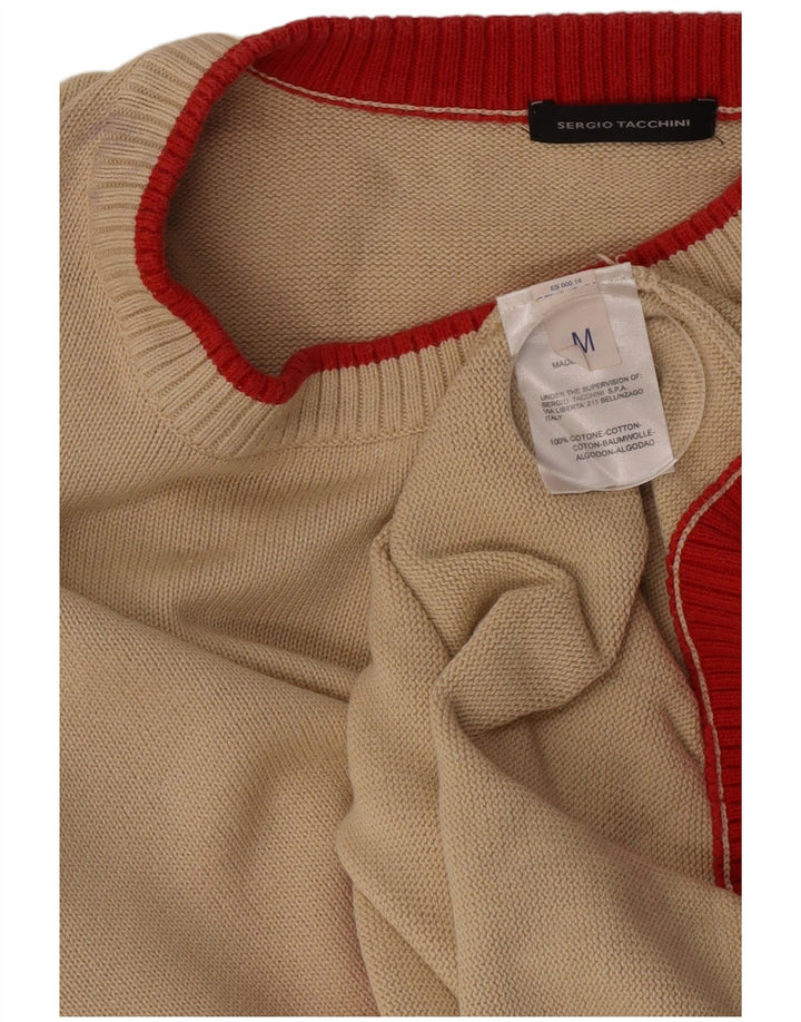 Maglione maglione girocollo da uomo Sergio Tacchini in cotone beige medio