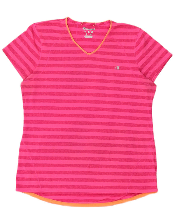 T-shirt da donna Champion Top UK 16 poliestere a righe grandi rosa