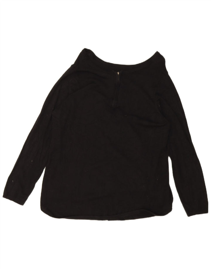 Maglione da donna Marks & Spencer con zip e collo UK 16 grande in viscosa nera