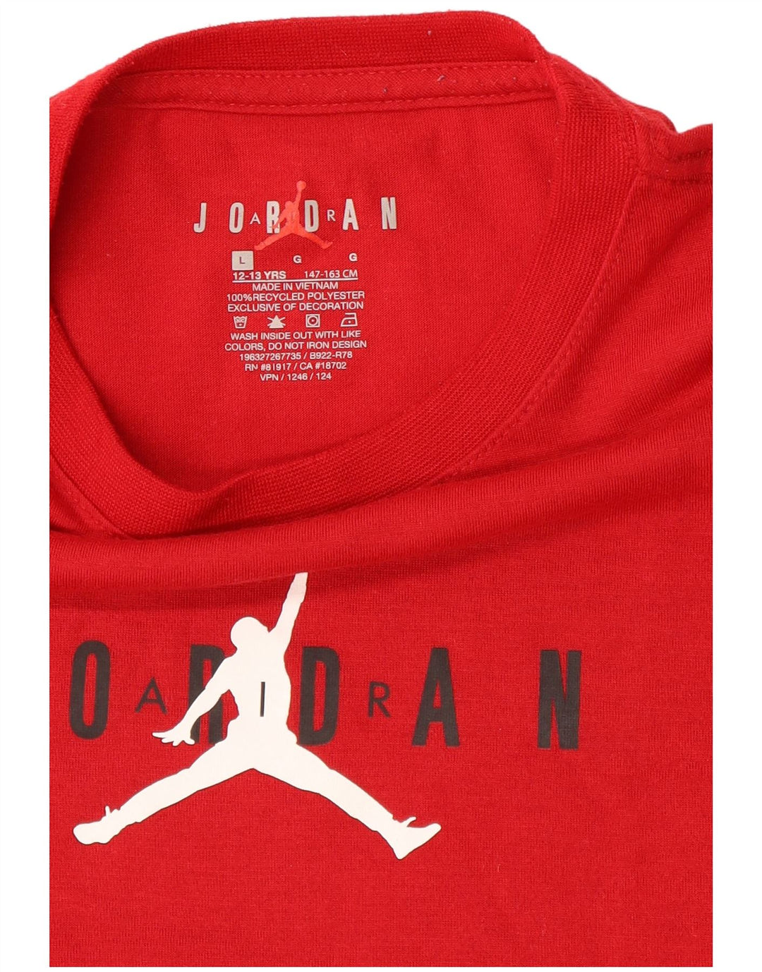 T-shirt grafica Jordan da ragazzo, 12-13 anni, grande, rossa, in poliestere