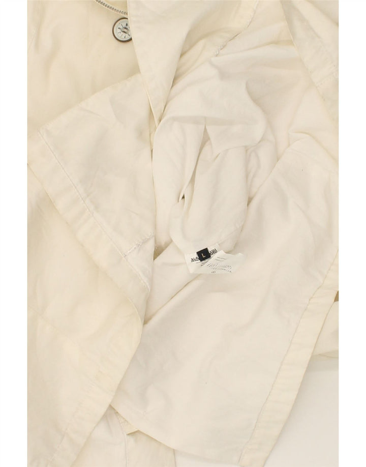 NAPAPIJRI Womens Double Breasted Coat UK 14 Large Off White Cotton Vintage Napapijri and Second-Hand Napapijri from Messina Hembry 