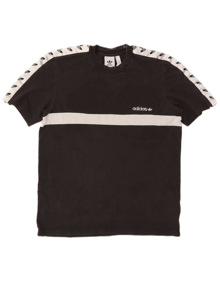 T-shirt grafica da uomo Adidas Top in cotone color block medio nero