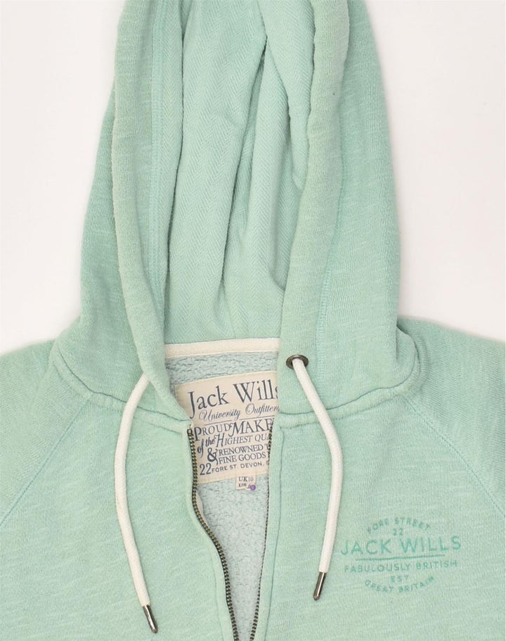 JACK WILLS Womens Zip Hoodie Sweater UK 10 Small  Green Cotton | Vintage Jack Wills | Thrift | Second-Hand Jack Wills | Used Clothing | Messina Hembry 