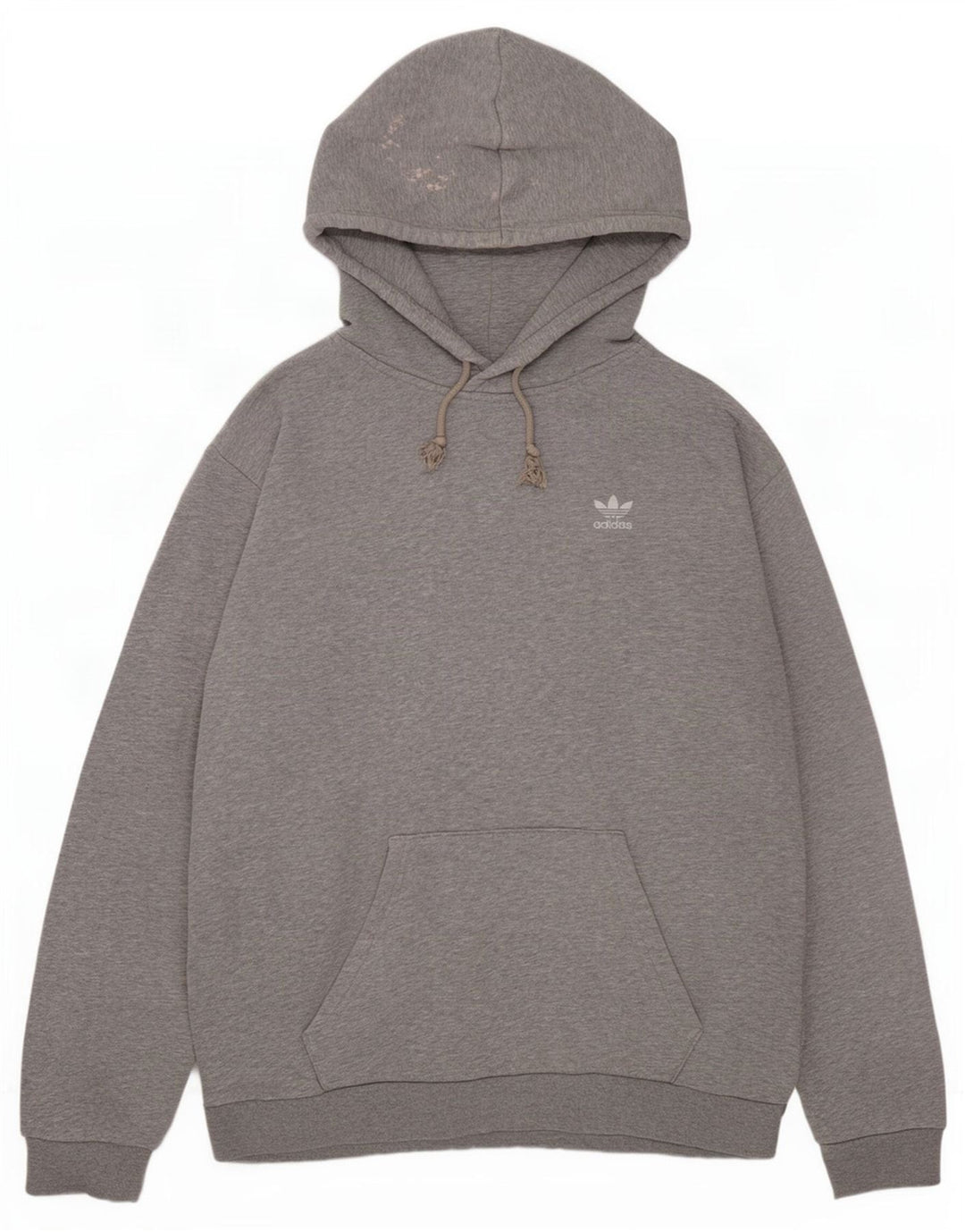 Felpa con cappuccio da uomo Adidas in cotone chiazzato grigio medio