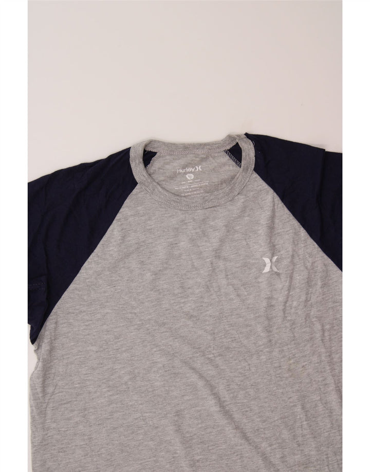 HURLEY Mens T-Shirt Top Large Grey Colourblock Cotton Vintage Hurley and Second-Hand Hurley from Messina Hembry 
