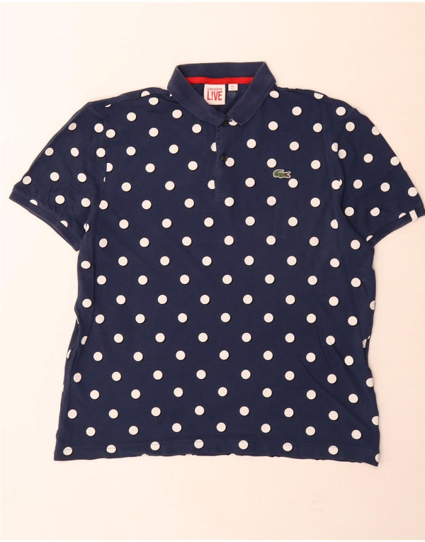 Polo da uomo Lacoste taglia 5 grande in cotone a pois blu navy