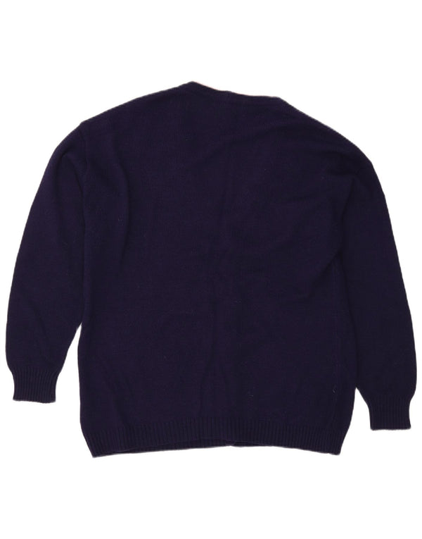 PIMET MAGLIERA Maglione cardigan grafico da donna UK 18 XL Blu navy floreale