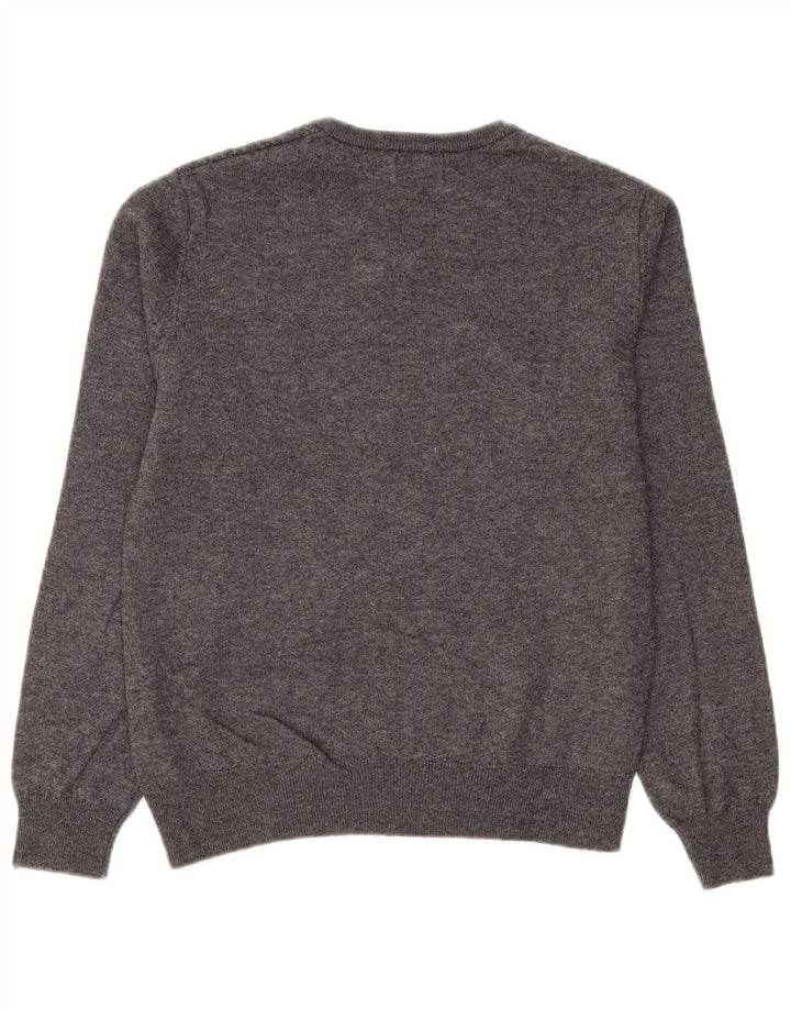 Maglione Kappa da uomo con scollo a V piccolo grigio in lana Chevron
