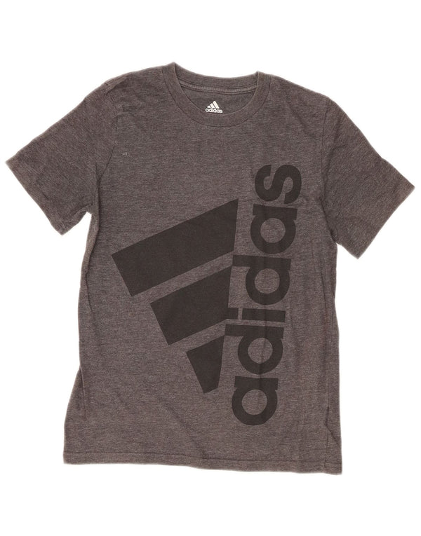 T-shirt grafica da ragazzo Adidas Top 10-11 anni in cotone grigio medio