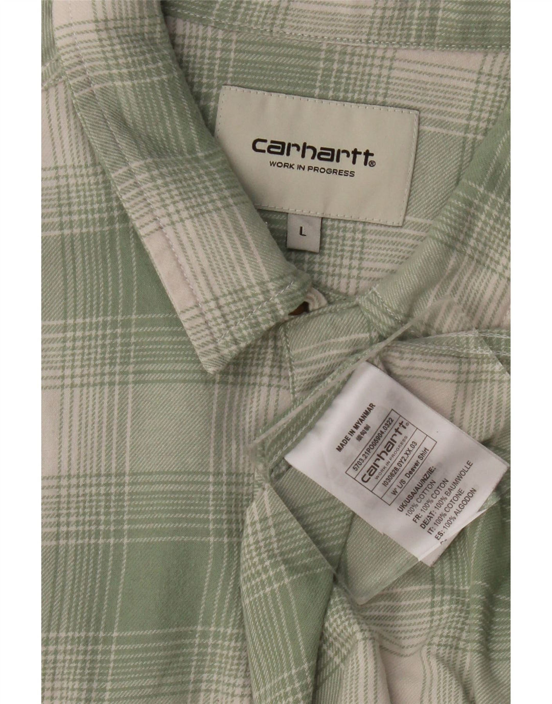 CARHARTT Camicia da uomo in cotone a quadri verdi grandi